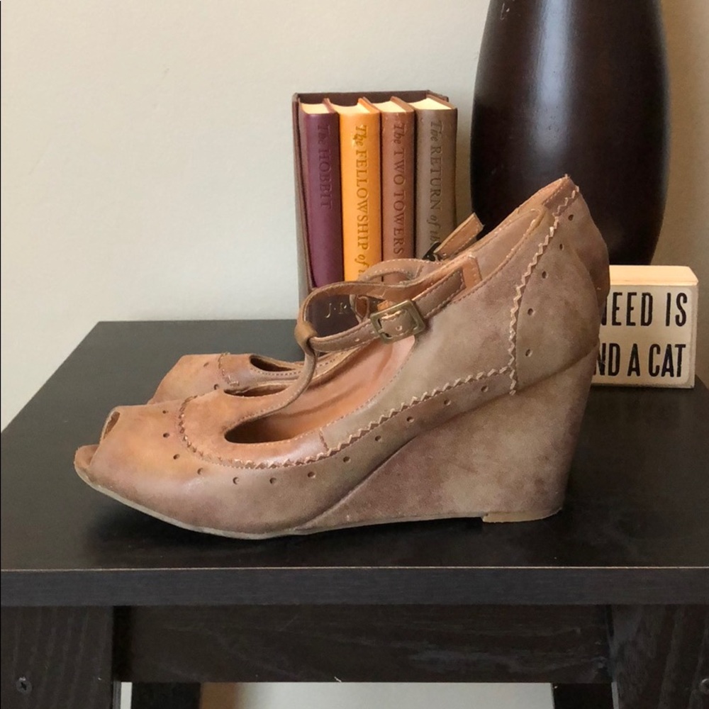 Tan wedge sandals